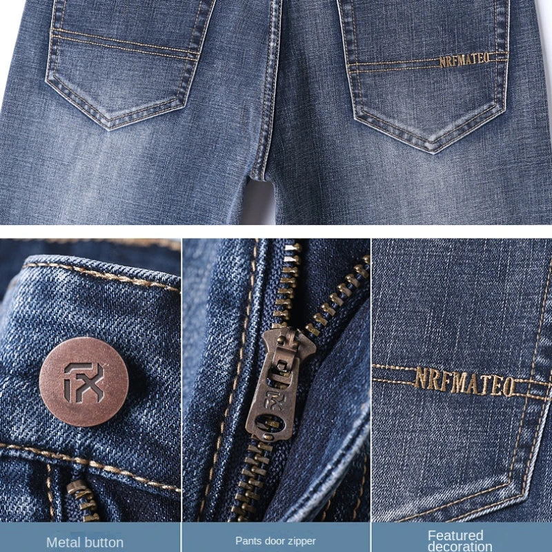 Herren Business Loose Straight Jeans | Fashion Stretch Denim Marken Hosen