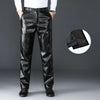 Men's Winter Gothic Black Leather Pants – Plus Fleece Lined Thick Thermal Trousers