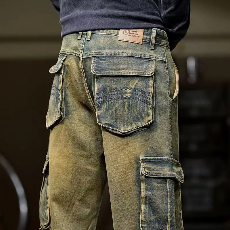 Men's High Street Oversized Cargo Jeans | American Vintage Loose Fit Denim