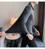 Men’s High Elasticity Seamless Shirt – Top Quality Long Sleeve Slim Fit Casual Shirt