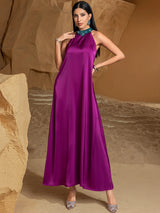 Atemberaubende violette 2-teilige Abaya mit fließendem Cardigan und passendem inneren Maxi