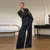 Women’s Chic Sequin Blazer Set – Elegant Lapel Stripe 2-Piece Suit