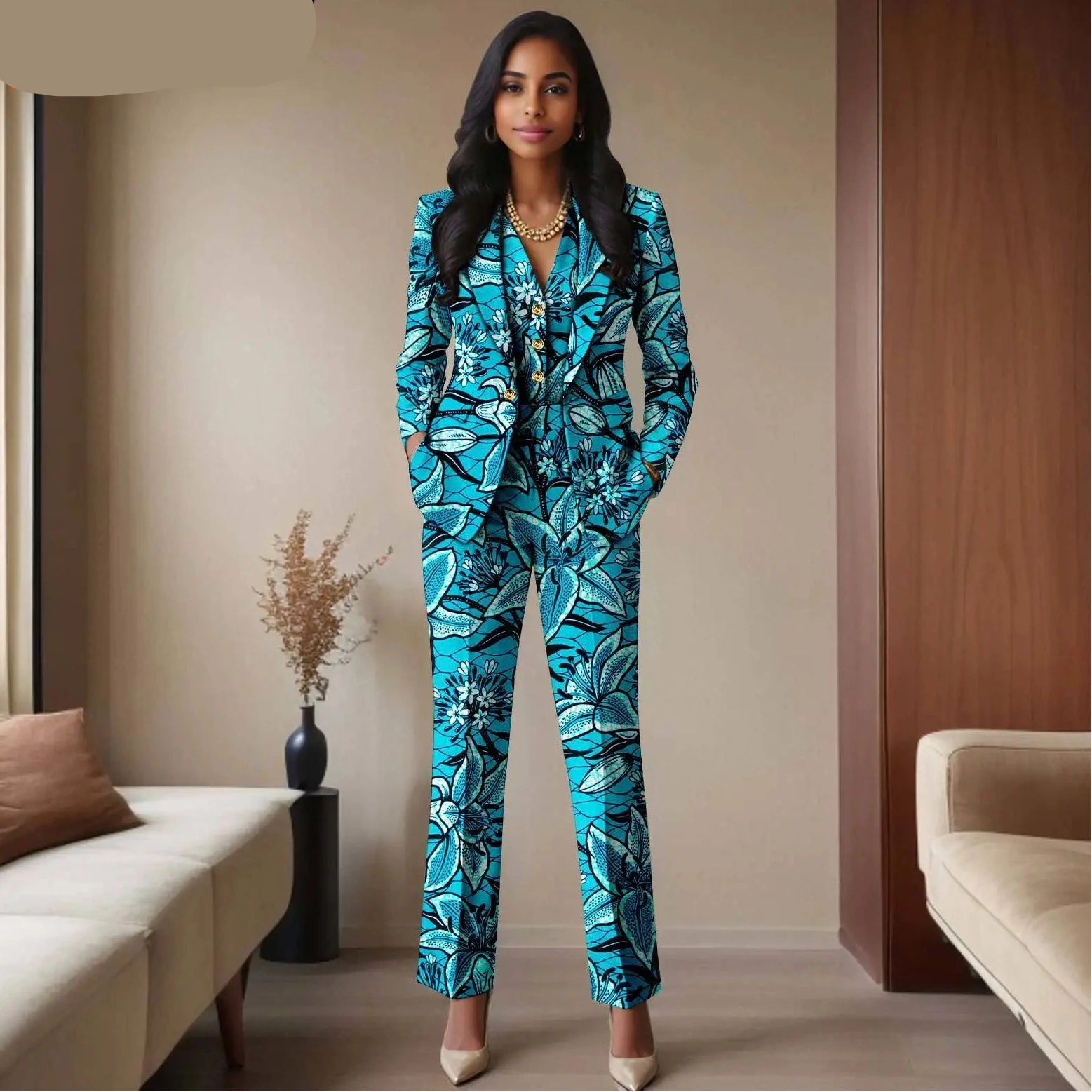 Das „Legacy“ Executive Set: Lebhafter 3-teiliger Anzug aus Ankara | Einreihiger Blazer, passende Weste & hoch geschnittene Hose