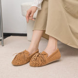 Women’s Genuine Leather Tassel Loafers – Retro Mary Jane Ballet Flats