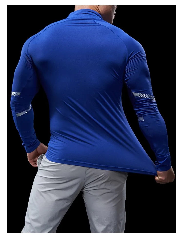 Men’s Half-Zip Performance Polo | Long-Sleeve Quick-Drying Fitness Tights Shirt