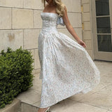 Geblümtes Midi-Sommerkleid – Elegantes Spaghettiträger-Kleid mit fließendem Schnitt