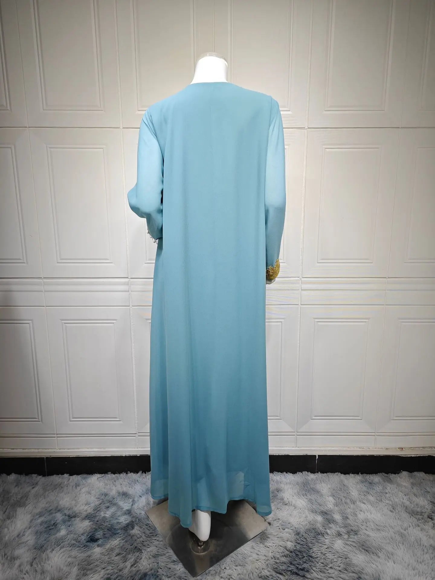 Muslim Women’s Open Cardigan with Inner Dress 2-Piece Set