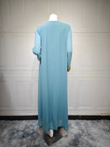 Muslim Women’s Open Cardigan with Inner Dress 2-Piece Set