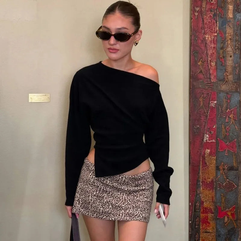 Elegant Strapless Pleated Top – Sexy Slim Fit Long Sleeve Pullover