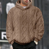 Herren Jacquard-Kapuzenpullover – Doppelseitiger Samt-Thermo-Pullover
