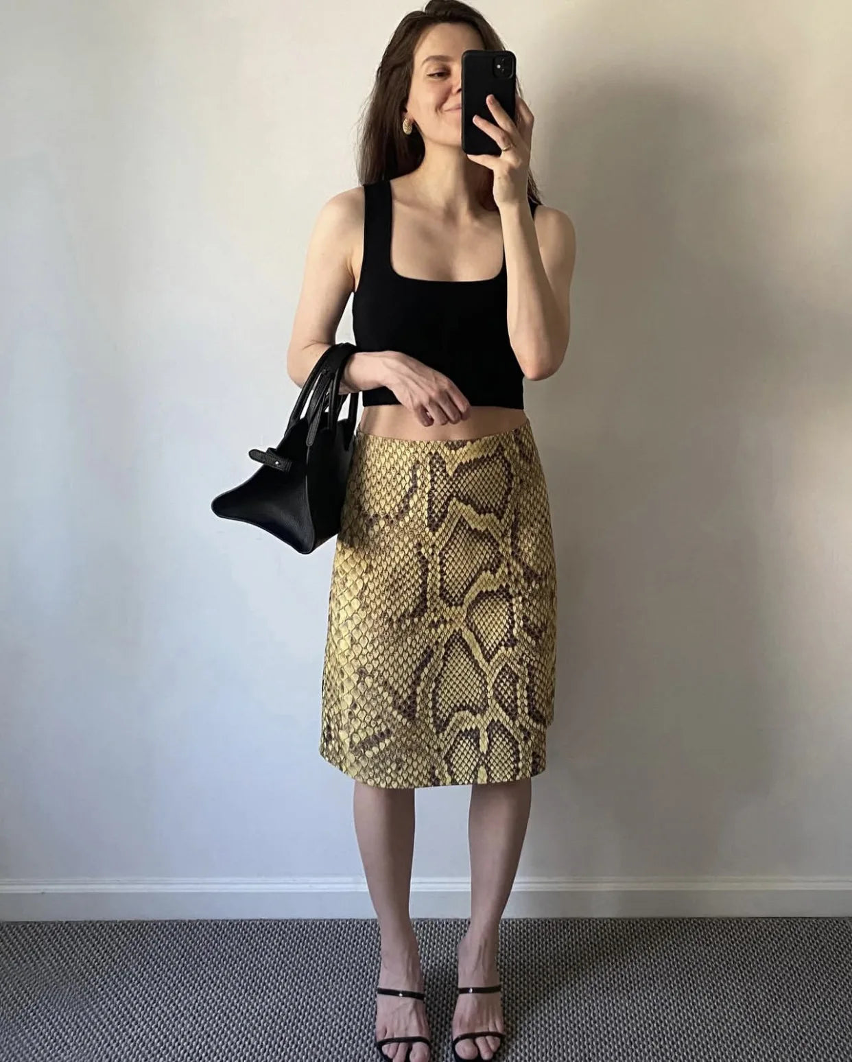 Women’s Fashion Snake Pattern Straight Skirt – High-Waist Slim Long Skirt