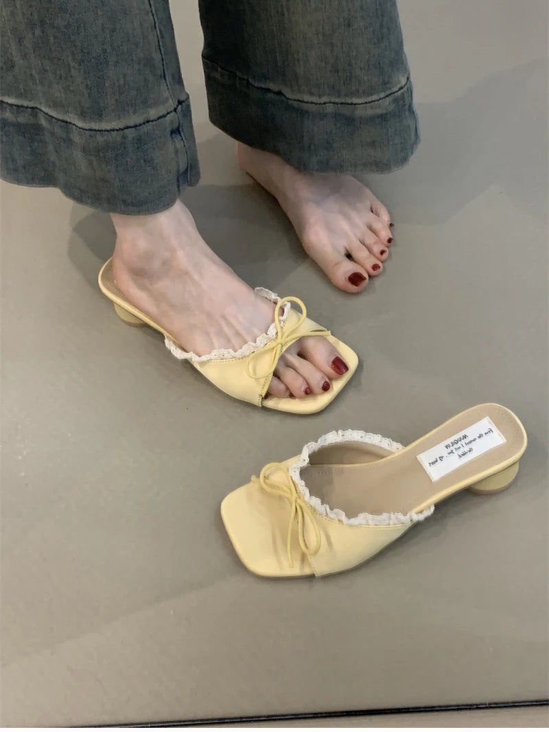 Women's Designer Butterfly-Knot Lace Slippers