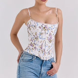 The "Summer Bloom" Floral Corset | Sexy Lace-Up Cropped Top