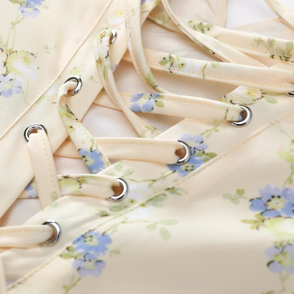 Women's Summer Elegant Floral Print V-Neck Midi Dress