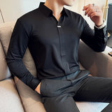 Men’s High Elastic V-neck POLO Shirt – Non-marking Seamless Long Sleeve T-shirt