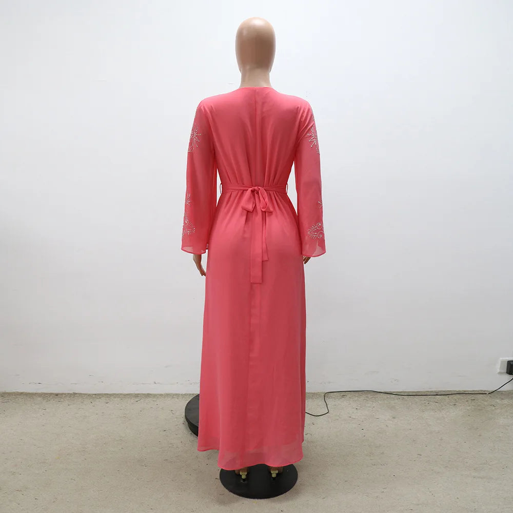 The "Breeze Silhouette" Abaya – Signature Summer V-Neck Long Dress