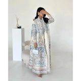 Die „Royal Archive“ Vintage Print Abaya | Offener Cardigan & Dubai Luxus Robe
