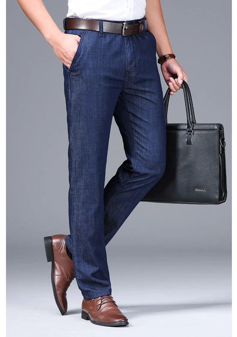 Herren Modal-Gewebe Schmale Straight Jeans | Frühling & Sommer Klassische Business Jeans