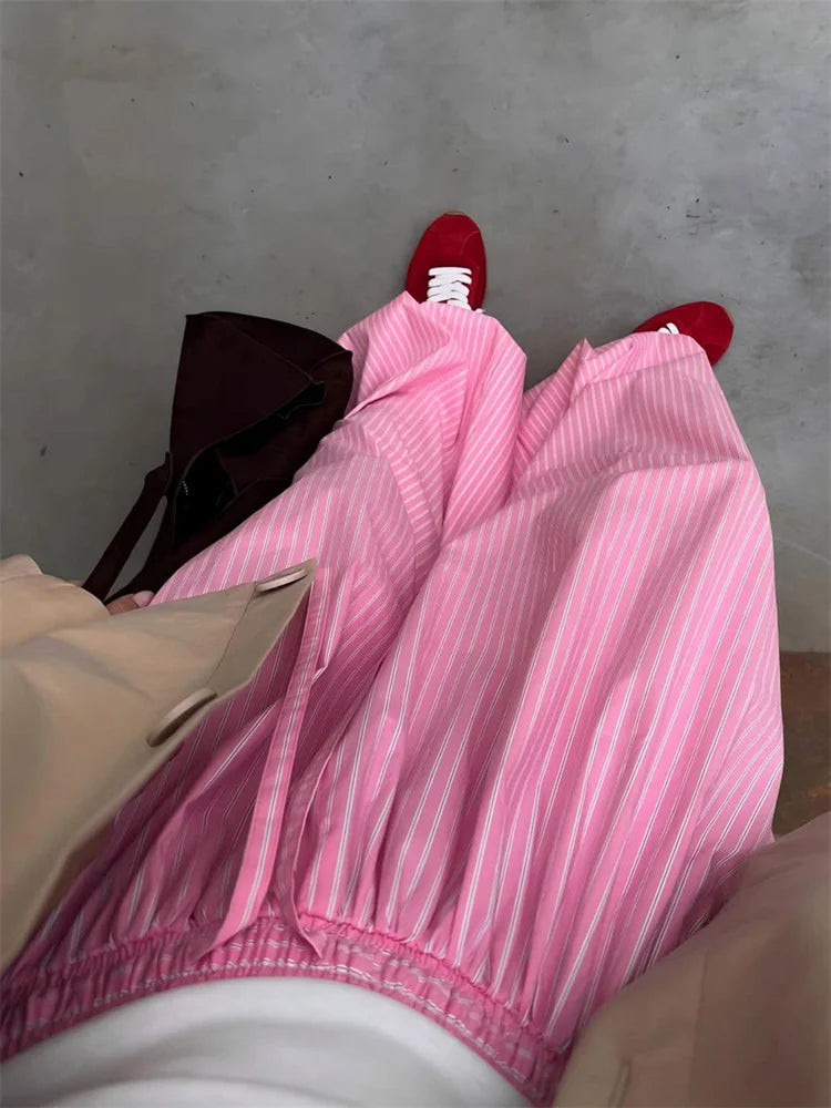 Striped Lace-Up Casual Women's Pants – Patchwork Loose Streetwear Trousers