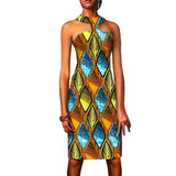 Ärmelloses Ankara Bodycon Sommer Mini-Kleid im afrikanischen Stil für Damen