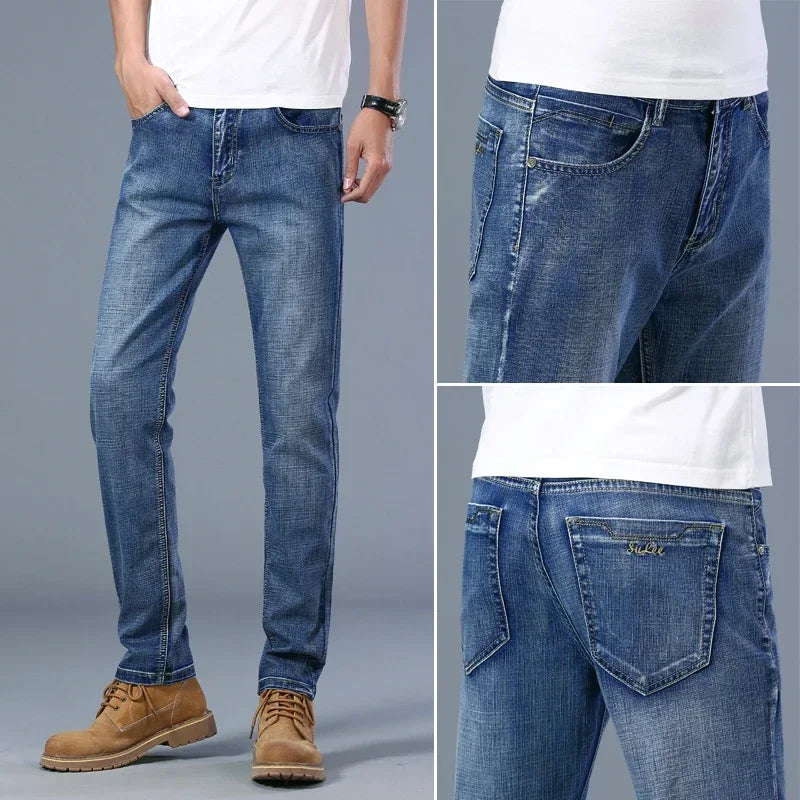 Men’s Slim Elastic Fashion Jeans | Stretch Business Denim Vaqueros Hombre
