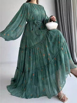 Das Chiffonkleid „Oasis“ – Kaftan im Signature-Druck Marokko-Stil – Fließende Jalabiya für Ramadan aus der Boutique