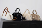 Women’s Faux Fur Small Box Tote – Luxury Plush Crossbody Bag