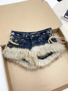 Gyaru Y2K Low-Rise Denim Shorts | Schmetterlingsnieten & ausgehöhlte Schnür-Jeans-Shorts