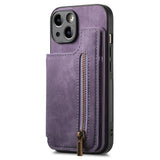 Zipper Wallet Leather Case for iPhone 17 Air 16 15 14 Pro Max | Card Slot Pocket