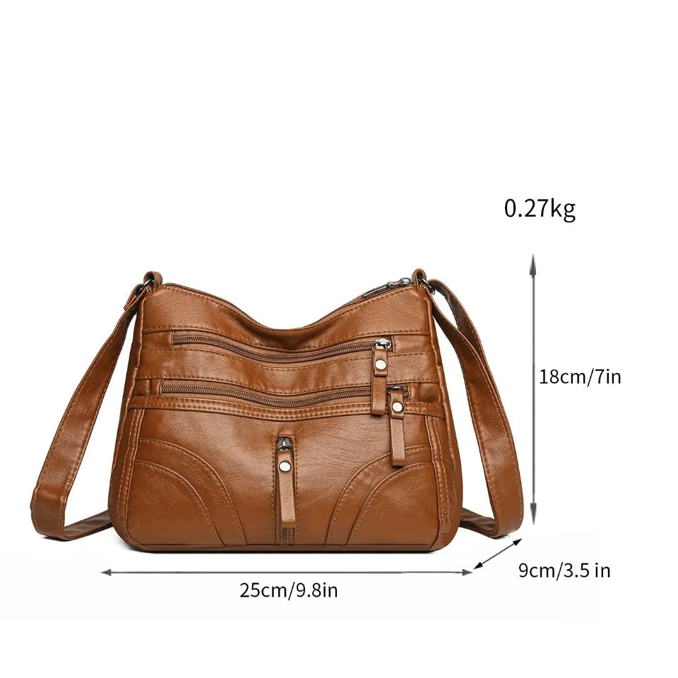 Matching-All Kunstleder-Messenger Bag | Premium PU-Umhängetasche für Damen