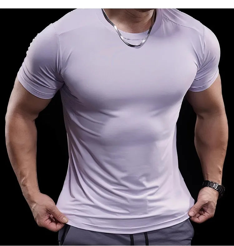 Men’s High-Elastic Running T-Shirt | Quick-Drying Gym Fitness Training Top