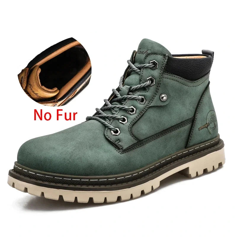 The Heritage Craftsman: Herren Retro Warme Arbeitsstiefel – Winterstiefel im Vintage-Stil mit Fellfutter