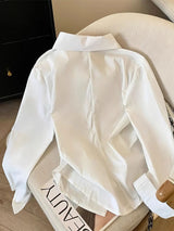 Women Designer Irregular Long sleeve Shirt, Elegant Casual Work Wear Shirt