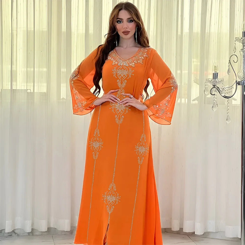 The "Breeze Silhouette" Abaya – Signature Summer V-Neck Long Dress