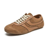 Damen Turnschuhe aus echtem Leder – Retro-Flach-Sneaker, Schnürschuhe im „Forrest Gump“-Stil