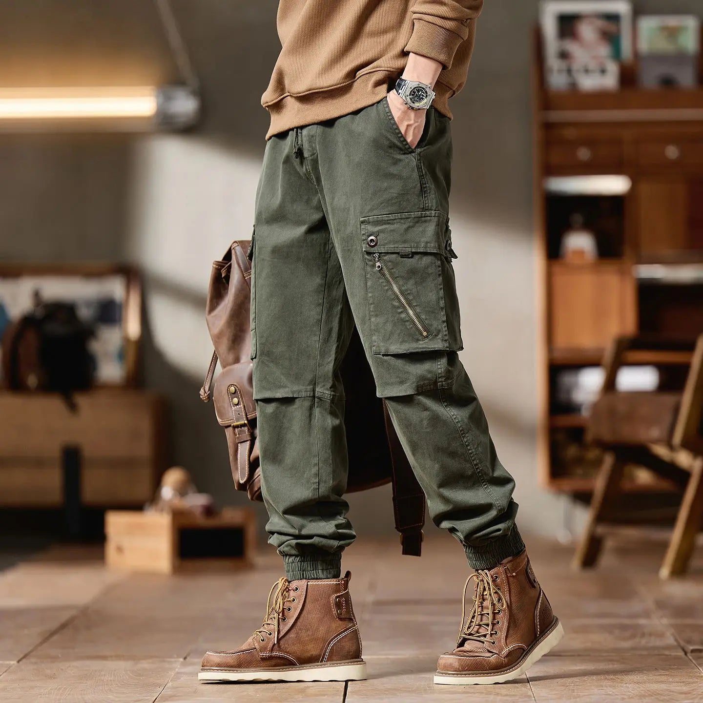 Cargohose für Herren, Schnitt: Slim Straight