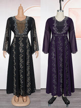 The "Desert Rose" Chiffon Gown – Signature Dubai-Turkey Kaftan Abaya – Elegant Long Sleeve Maxi Robe