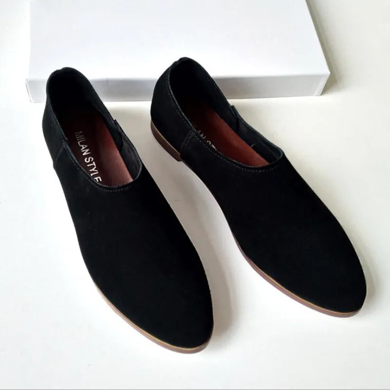 Women’s Genuine Leather Ballet Flats – Elegant Pointed Toe Loafers