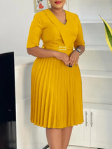 The "Athena" Pleated Maxi – Elegant V-Neck African Evening Gown