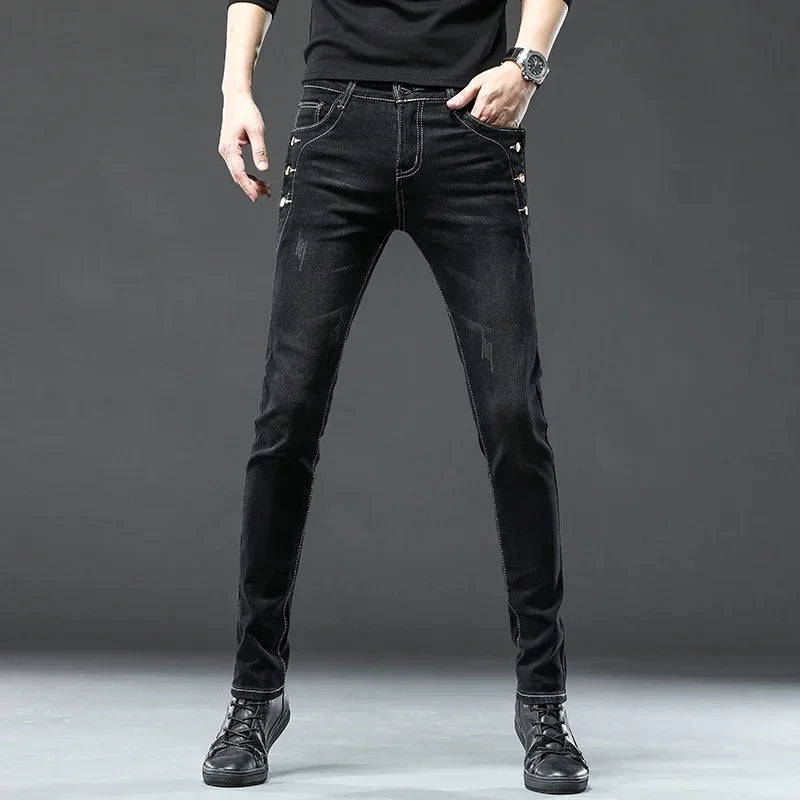 Vintage Snowflake Wash Jeans | Men's Designer Korean Fashion Slim Denim