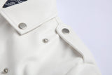 Men’s Slim Fit White Leather Jacket – Oblique Zipper Motorcycle Moto Biker Coat