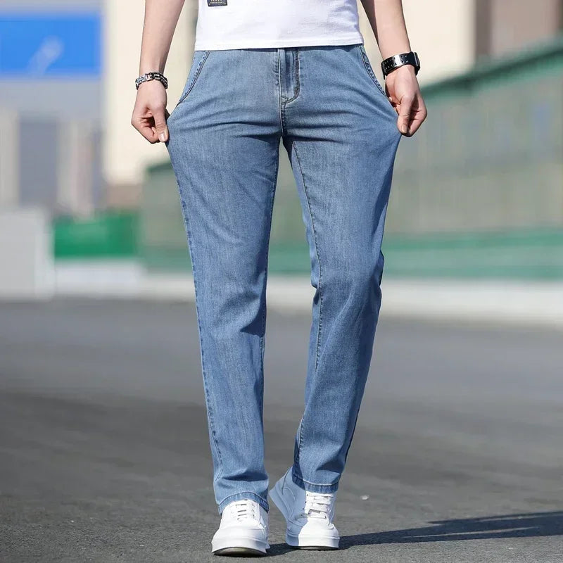 Herren-Loose-Fit-Jeans für den Sommer | Gerade geschnittene Jeans in Grau & Hellblau