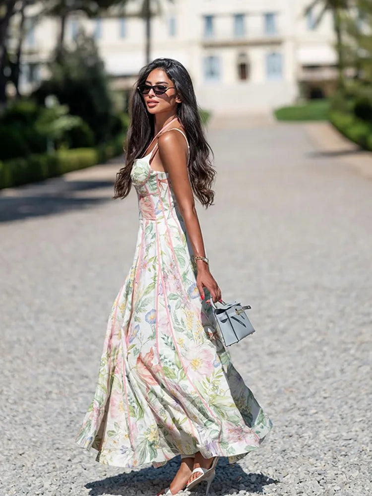 Women’s Printed Halter Neck Maxi Dress