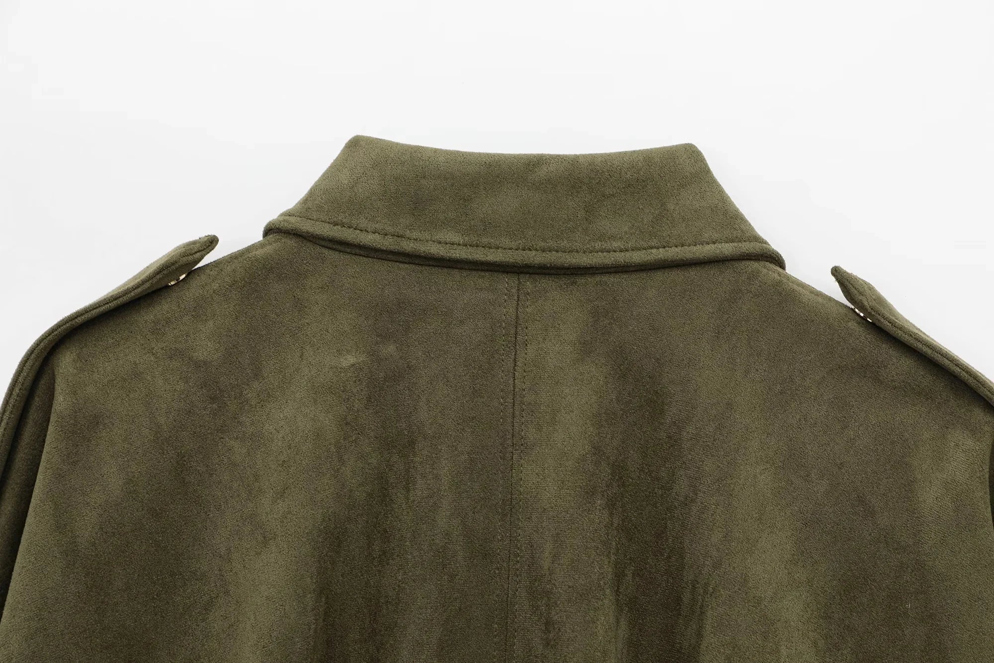 High Street Fashion Suede Bomber Coat - Lapel Long Sleeve Winter Jacket