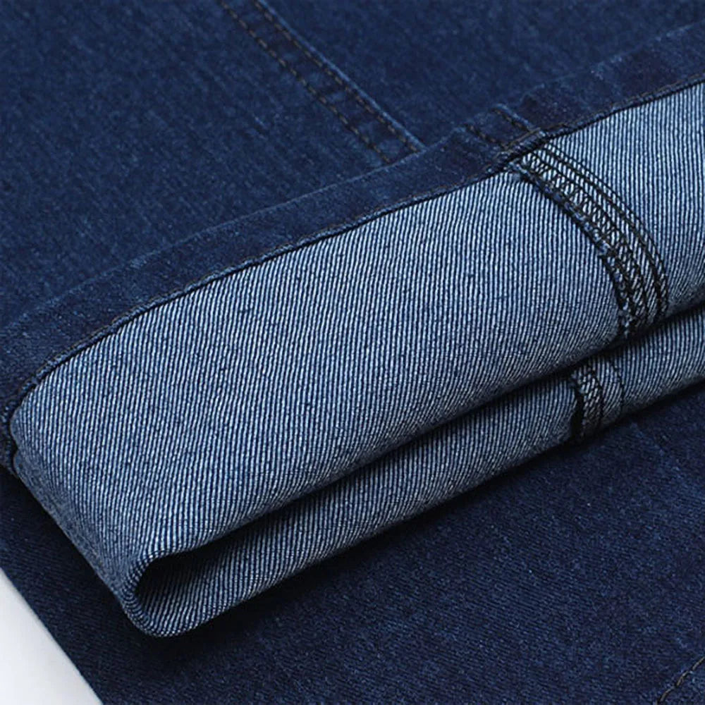 Men's High-Quality Cotton Stretch Jeans | Spring & Autumn Dark Blue Denim