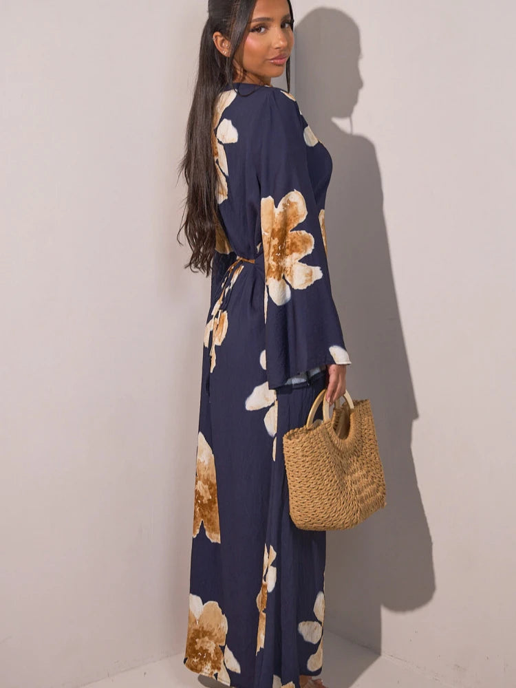 Printed Muslim Jalabiya and Evening Kaftan For Women’s Dubai Abaya Party Dress