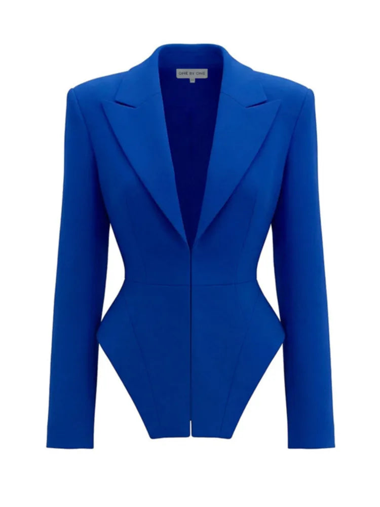 Women’s Formal 2-Piece Slim Fit Peplum Jacket & High-Waisted Wide-Leg Trousers