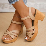 Damen Plateau-Sandalen mit Knöchelriemen – Dicke Absatz Sommer Gladiator-Schuhe