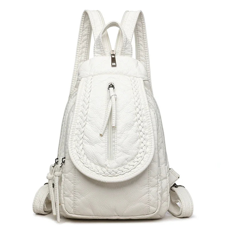 Hochwertiger kleiner Rucksack aus weichem Leder | Damen-Umhängetasche mit mehreren Fächern