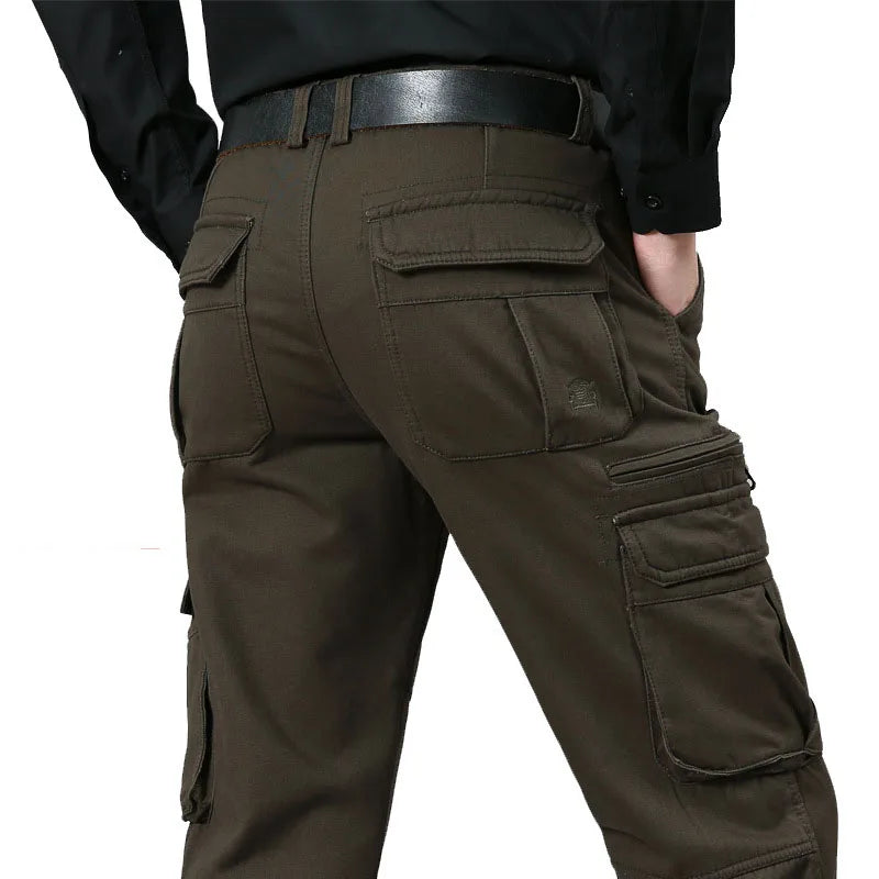 Herren Cargohose aus reiner Baumwolle mit mehreren Taschen, weitem Schnitt
